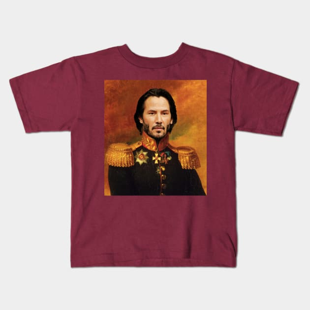 Keanu Reeves Old Portrait Painting Kids T-Shirt by UselessRob